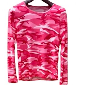 Pink Camo Long Sleeve Rash Guard or Casual Top NWOT Sz S/Med  (see measurements)